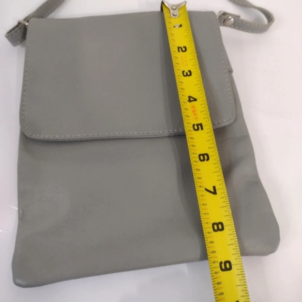 Elegant Vera Pelle Gray Crossbody Bag Italian Leather.